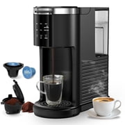 Auseo Single Serve Coffee Maker 2 IN 1 for K-Cup Capsules and Ground Coffee Compatibility, 1200W Fast Heating, 40oz, Black for Home/Office/RV