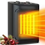 Auseo Space Heater, 750W/1500W, Ceramic Small Fan Heater for Indoor Use, 2S Rapid Heating, Multiple Safety Protection, Black