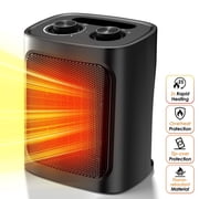 Auseo 750W/1500W Space Heater with ETL Certified, 2S Rapid Heating, Multiple Safety Protection, Ceramic Heater for Home/Bathroom/Kitchen/Office, Black