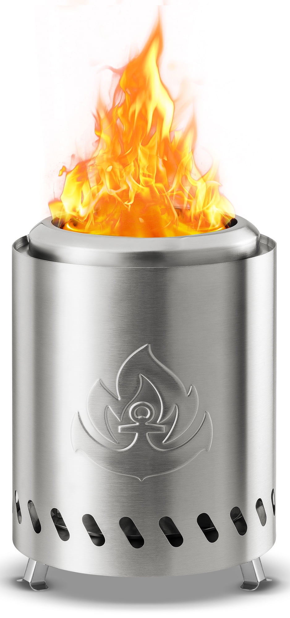 Auseo Tabletop Fire Pit Smokeless Compact & Portable Dual Fuel with Portable Bag, 304 Stainless Steel - Burning, Gardens, Patios