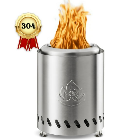 Auseo Tabletop Fire Pit Smokeless Outdoor Mini Fire Compact & Portable Dual Fuel with Portable Bag, 304 Stainless Steel
