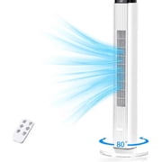 Moifoi 37 inch Tower Fan for Home, 80 Oscillating Bladeless Standing Floor Fan for Large Room, 6Speeds 4 Modes ,12H Timer with Remote,White