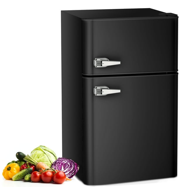 Auseo Two Door Mini Fridge 3.1Cu.ft 115 Volt 60 Hz Low Noise Adjustable