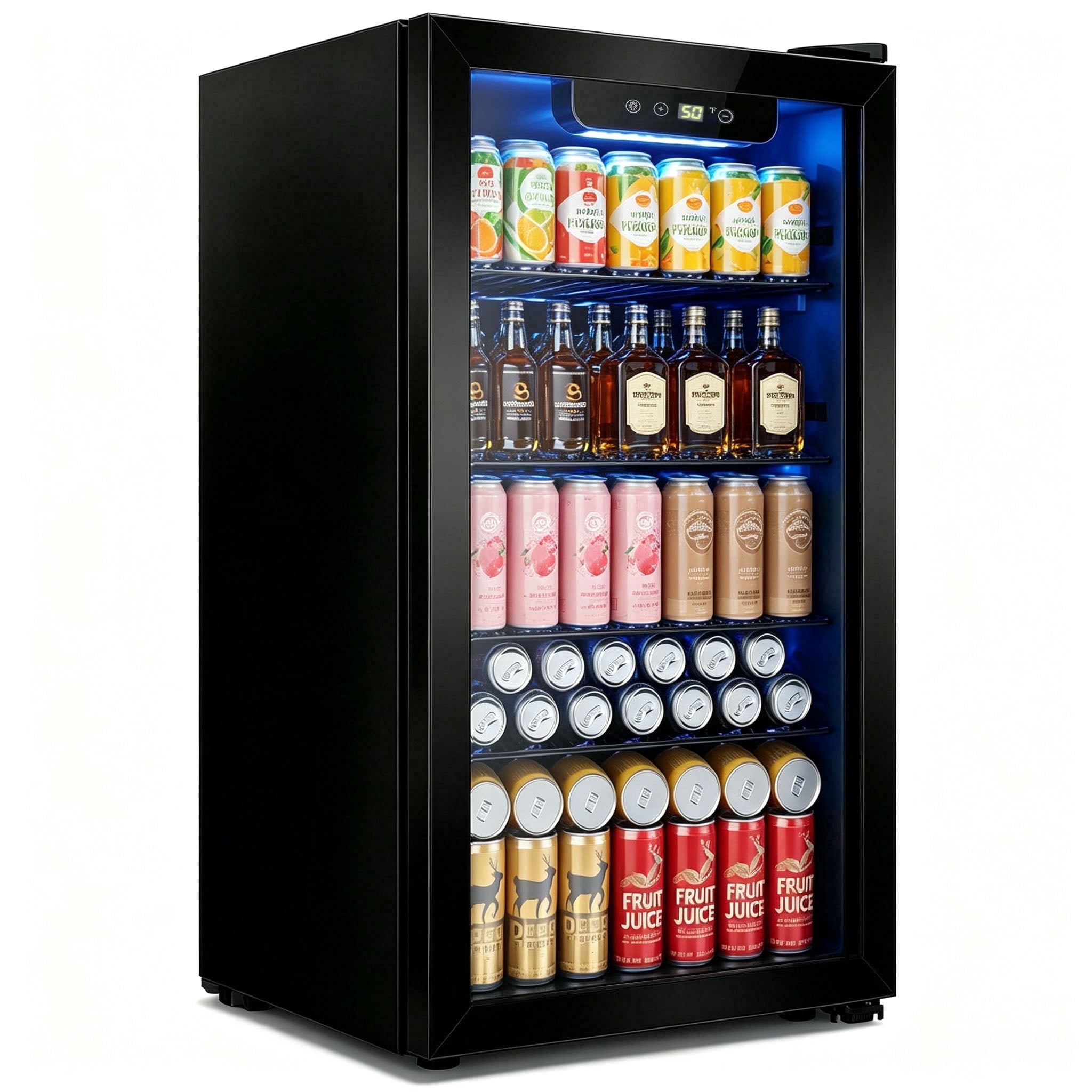Galanz 85 Can Beverage Cooler, Glass Door Beverage Refrigerator