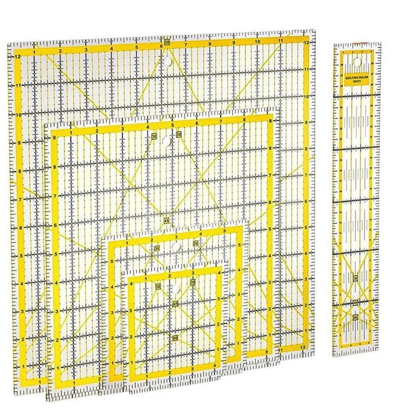Ausign 5 Pack Acrylic Quilting Ruler, Square Quilter Ruler Fabric Cutting Clear Mark
