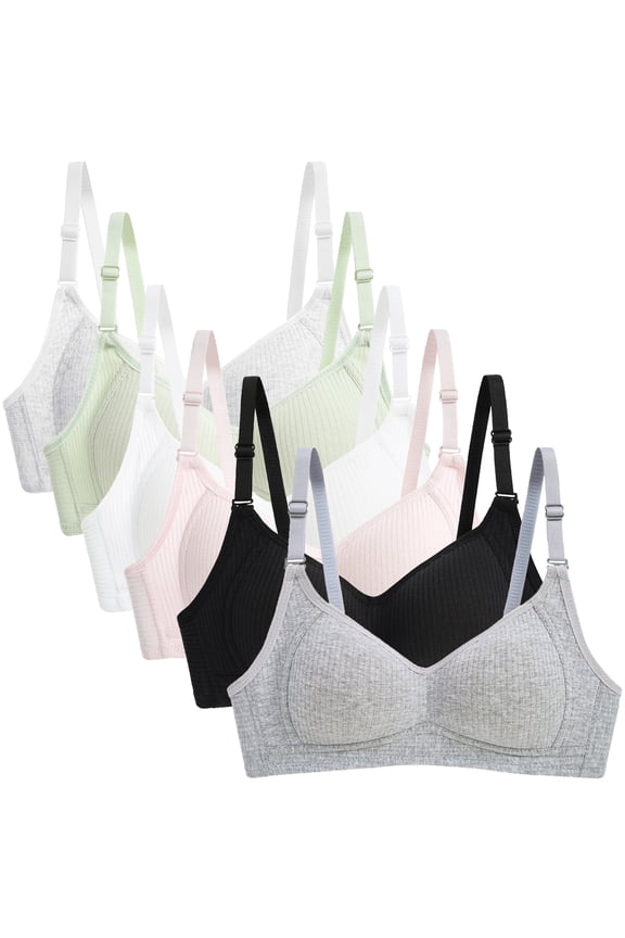 6 Pack Women Seamless Bras Ultra Comfort T-Shirt Everyday Bra Deep V Neck Breathe Lingerie No Underwire Comfort Seamless Underwear 36AB
