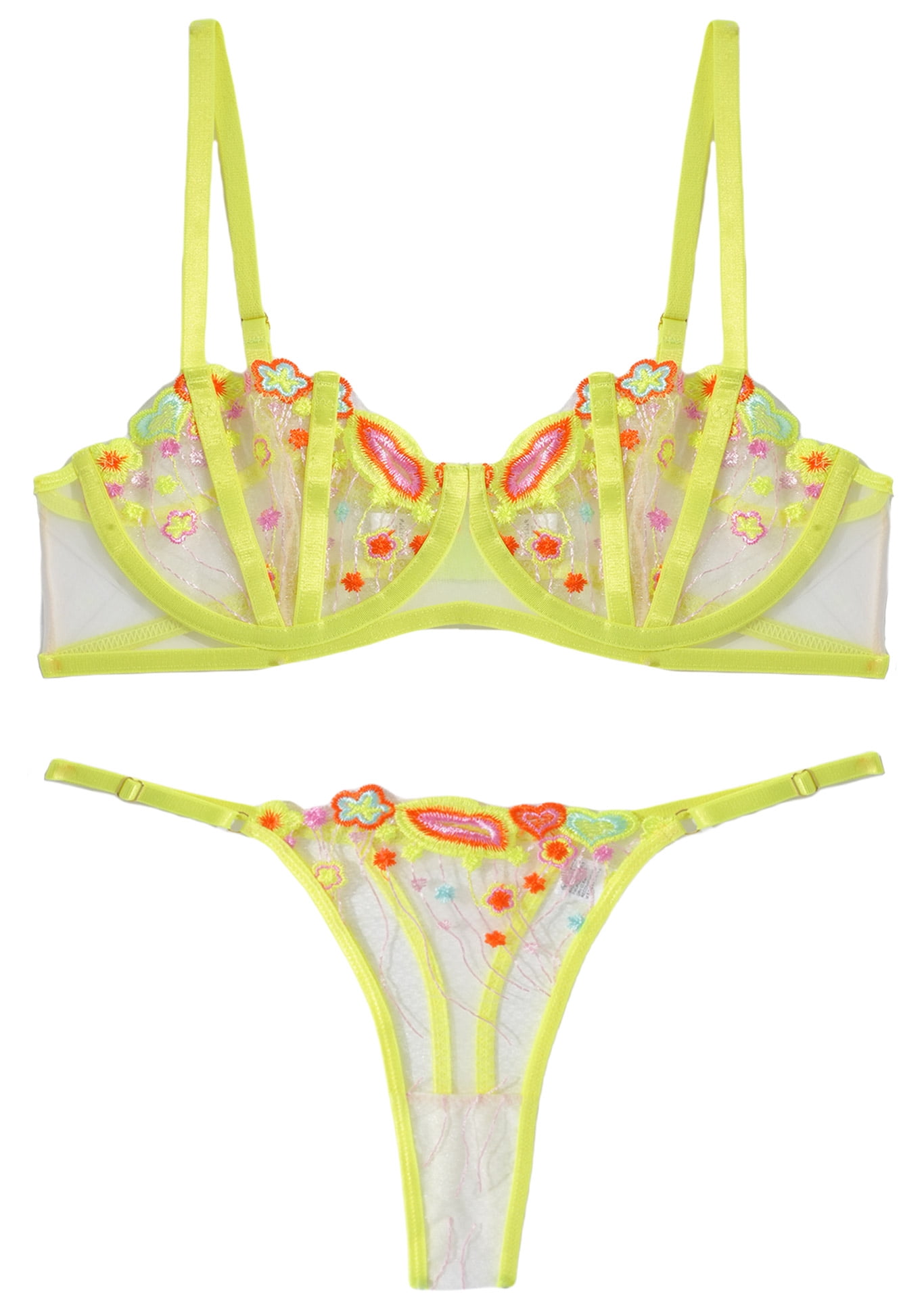 Merle Ausing Ausing Lingerie Set for Women Push Up Matching Bra and Panty Floral ...