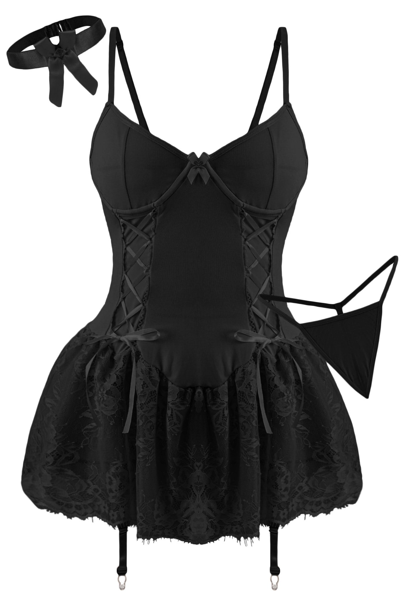 corset dress lingerie Valentina (Set) Perfect for unforgettable evening plans Lace Blue Corset Dress, Adjustable