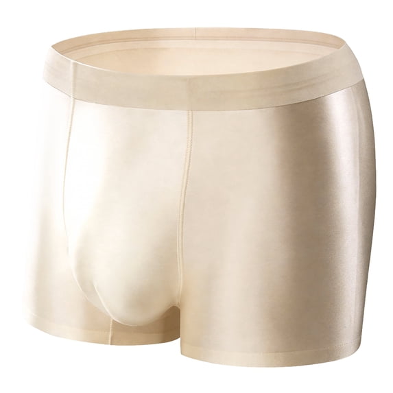 Ausing Men's Sleek Underwear Soft Comfort Stretch Shorts Boxer Briefs Low Rise Stretch Trunks Breathable Seamless Short Underpants 2XL Champagne