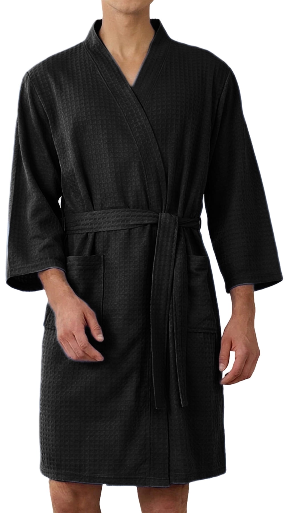 Ausing Men's Waffle Bathrobe Soft Cozy Breathable Lightweight Long ...