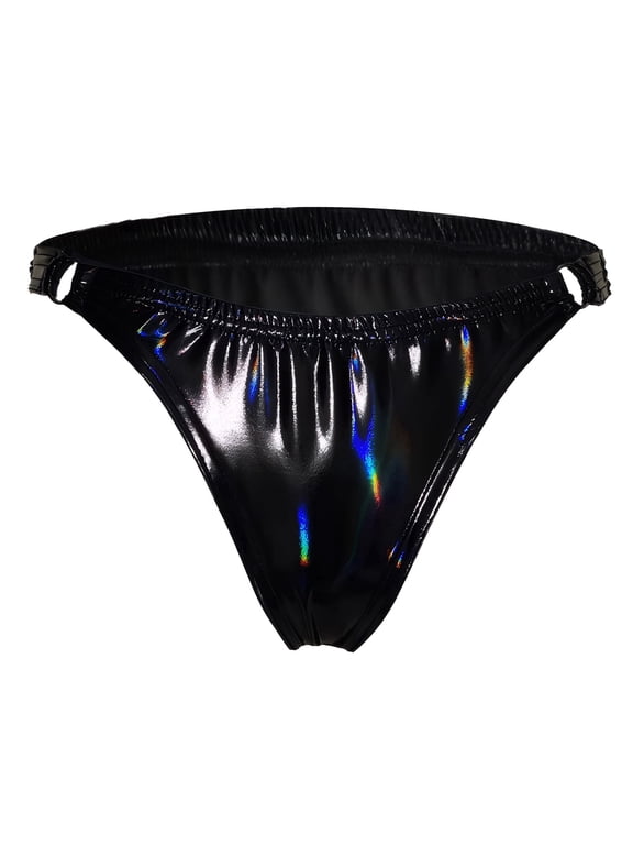 Women Shiny Leather Briefs Low Rise Hot Pants Underwear Lingerie Sexy Glossy Panties Soft Fit Summer Beach Bikini Colorful Black S