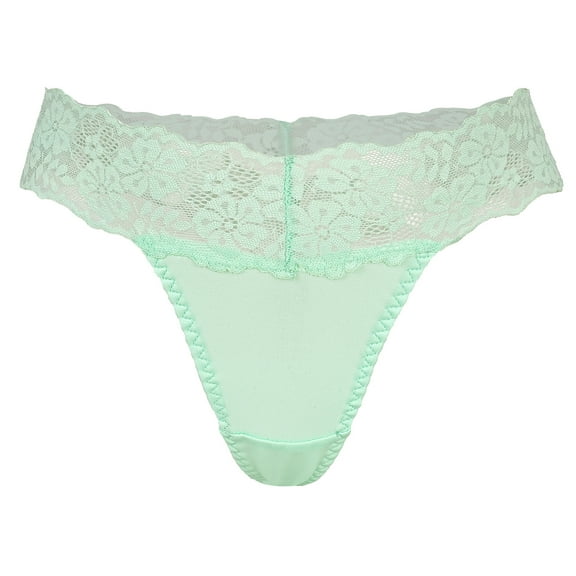 Ausing Women's Lace G-String T Back Low Waist Breathable Panties No Show Stretch Underwear Green M