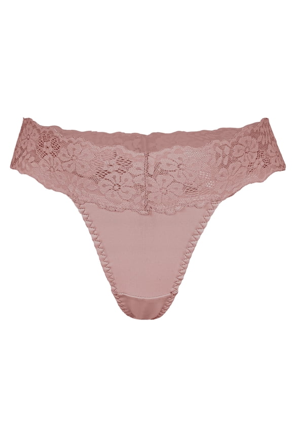 Women's Lace G-String T Back Low Waist Breathable Panties No Show Stretch Underwear Lotus Root Pink M
