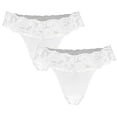 thumbnail image 1 of Ausing Women's Lace G-String T Back Low Waist Breathable Panties No Show Stretch Underwear White (2pc) M, 1 of 6
