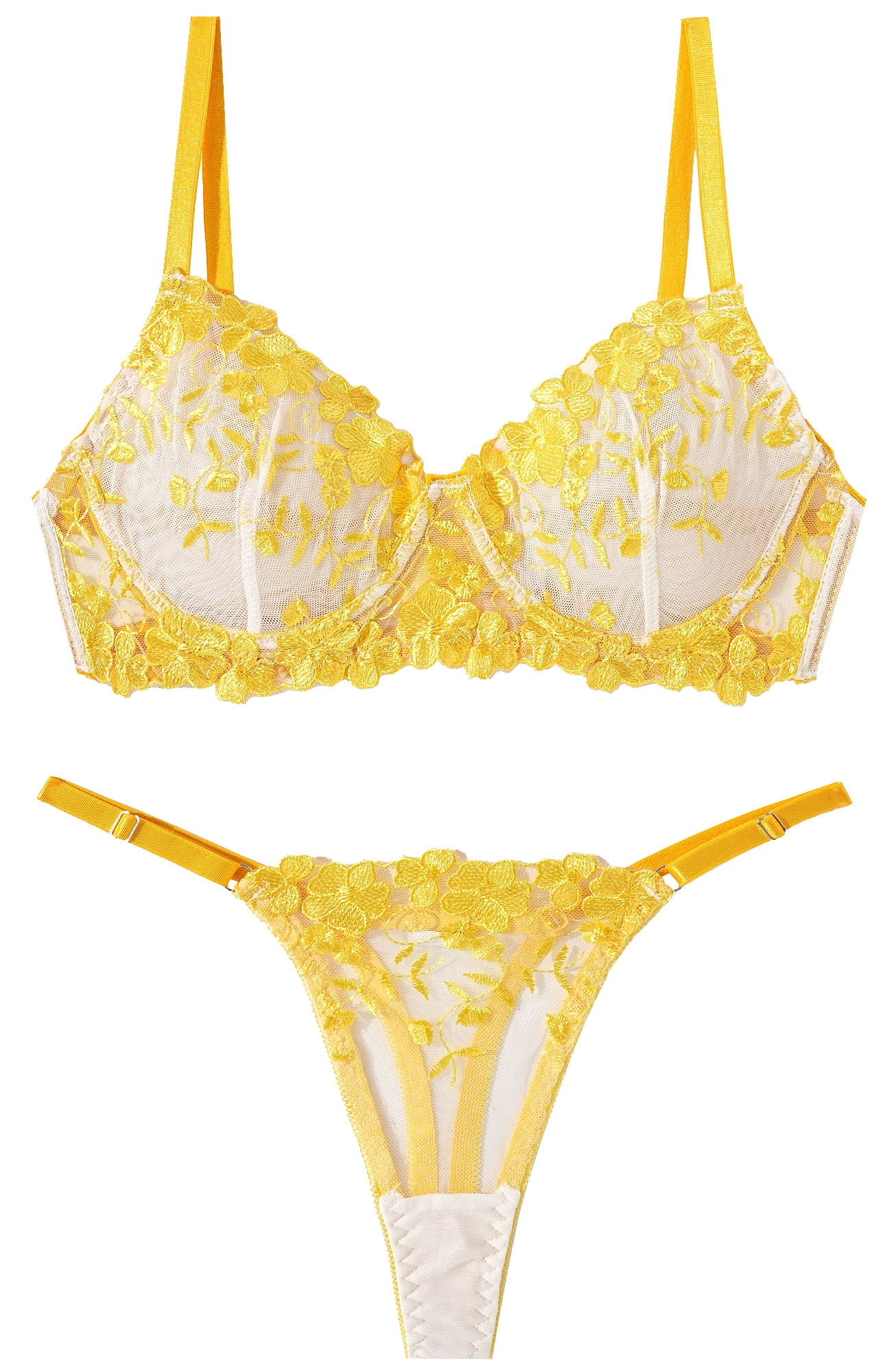 Merle Ausing Ausing Womens Bra and Panty Sets with Underwire Floral Lace Lingerie ...
