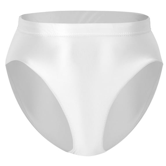 Ausing Womens Brief Panties Oil Glossy Underwear High Waisted Smooth Shiny High Cut Underpants Seamless Stretch Comfort Soft Rave Bottom White S