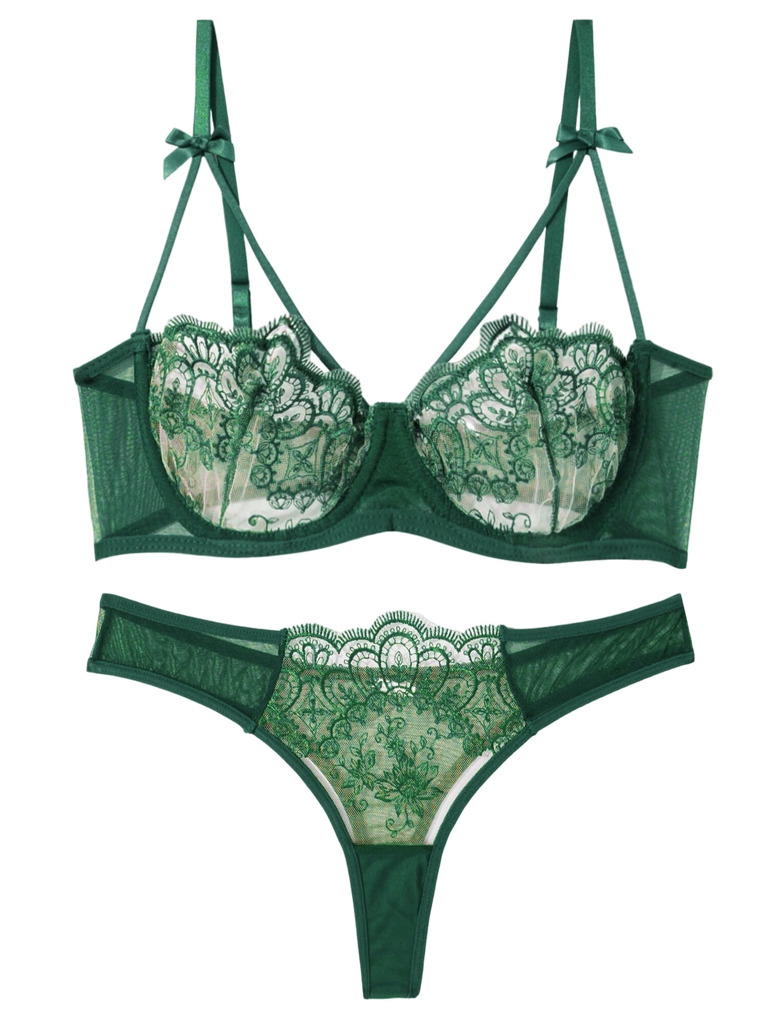 Merle Ausing Ausing Womens Sexy Lingerie Set Floral Lace Ladies Sheer Mesh ...