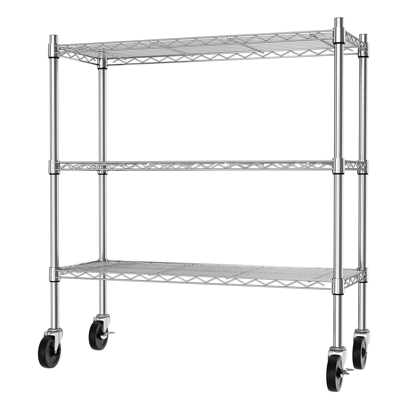 Auslar 3-Shelf Storage Shelves with Casters Heavy Duty 3-Tier Rolling ...