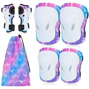 Ausletie Knee Pads for Kids Elbow Pads Wrist Guards, Kids Girls Knee Pads and Elbow Pads Set, 7 in 1 Kids Skating Protective Gear for Skateboard Roller Skating Scooter Cycling, 3-8 Years