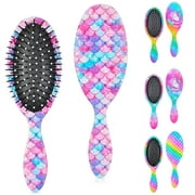 Ausletie Wet Hair Brushes for Women Kids, rapunzel hair brush, Glide Through Tangles with Ease, Mermaid Hairbrush Designed for Wet, Curly, Short, Thick, Long Hair and All Hair Types (Purple Mermaid）