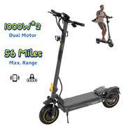 Ausom 48V 18Ah Dual Motor Electric Scooter for Adults, 1000W 22800W Peak, 90km Range, Front&Rear Disc Brake with E-ABS Ausom K20 Pro
