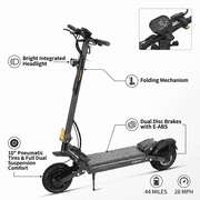 Ausom Gosoul 2 Foldable Electric Scooter for Adults, 800W Motor, Max 28MPH, 44Miles Long Range, 26Nm, City e-Scooter with 10Tubeless Tire, UL 2271, Dark Gray