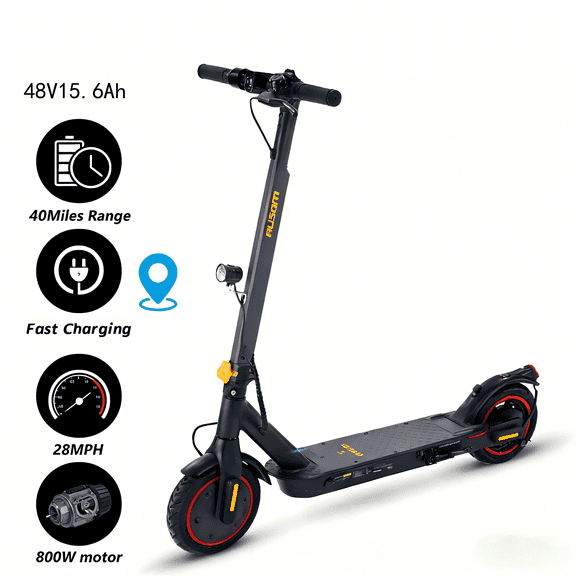 Ausom L1 800W Foldable Commuter Scooter, 48V 15.6Ah Electric Scooter With 28mph Speed, 44 miles Max Range, Dual Swingarm Suspension, 287 lbs Load, Foldable Electric Scooter for Adults