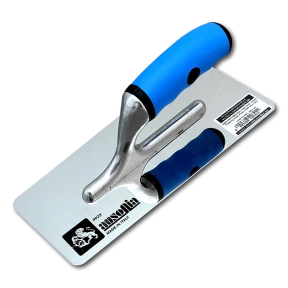Ausonia Fusion - Made in Italy - Professional Venetian Plaster Trowel 9.5x4.33 in (24x11 cm) - Super Glossy Finish Anti-Stain Stainless Steel Blade with Rounded Corners Ergonomic Rubber Handle