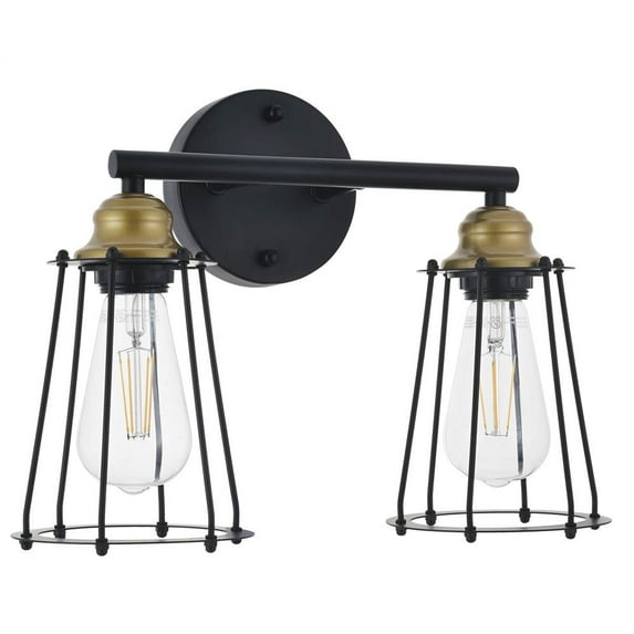 Auspice 2 light brass and black Wall Sconce