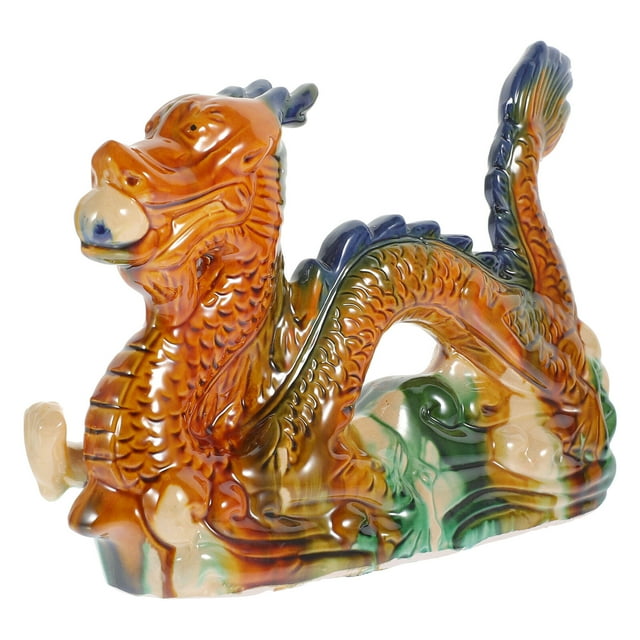 Auspicious Dragon Figurine Chinese Style Ceramic Dragon Statue Small ...