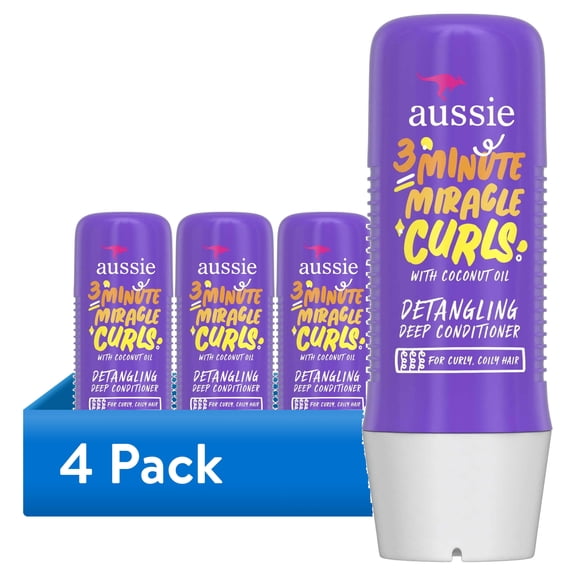 (4 pack) Aussie 3 Minute Miracle Curls Detangling Deep Conditioner 8 fl oz