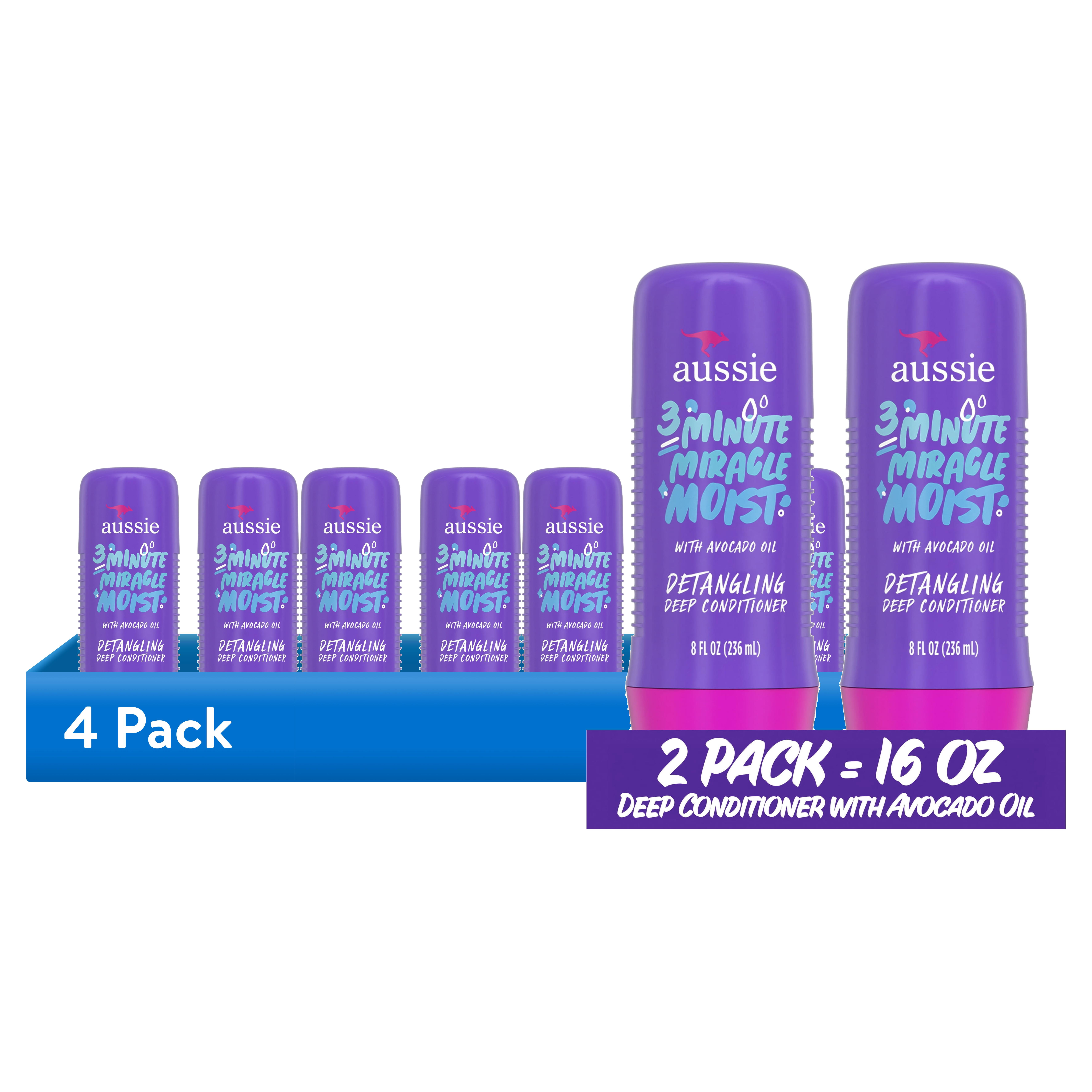 (4 pack) Aussie 3 Minute Miracle Moist Conditioner, Paraben Free, Twin Pk, 8.0 fl oz. for All Hair Types