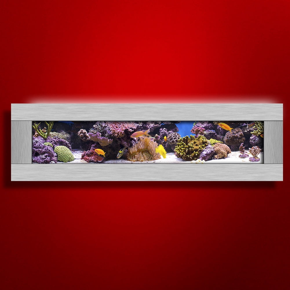 Aussie Aquariums 2.0 Wall Mounted Aquarium - Panoramic - Silver Stainless Steel