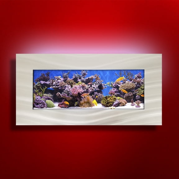Aussie Aquariums 2.0 Wall Mounted Aquarium, Skyline, Brushed Silver
