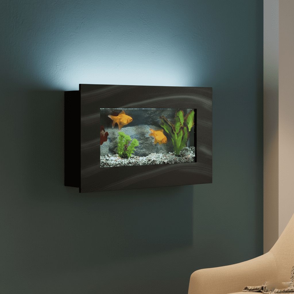 Aussie Aquariums 3.0 Modern Wall Mounted Fish Tank – Contemporary Aquatic Habitat and Living Art Display (View, Black)