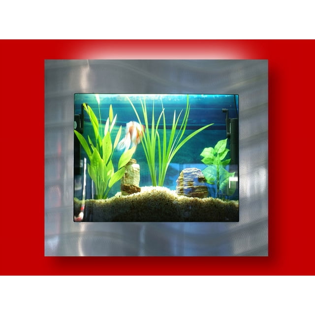Image showcasing Aussie Aquariums Wall Mounted Aquarium - Square Silver - Walmart.com