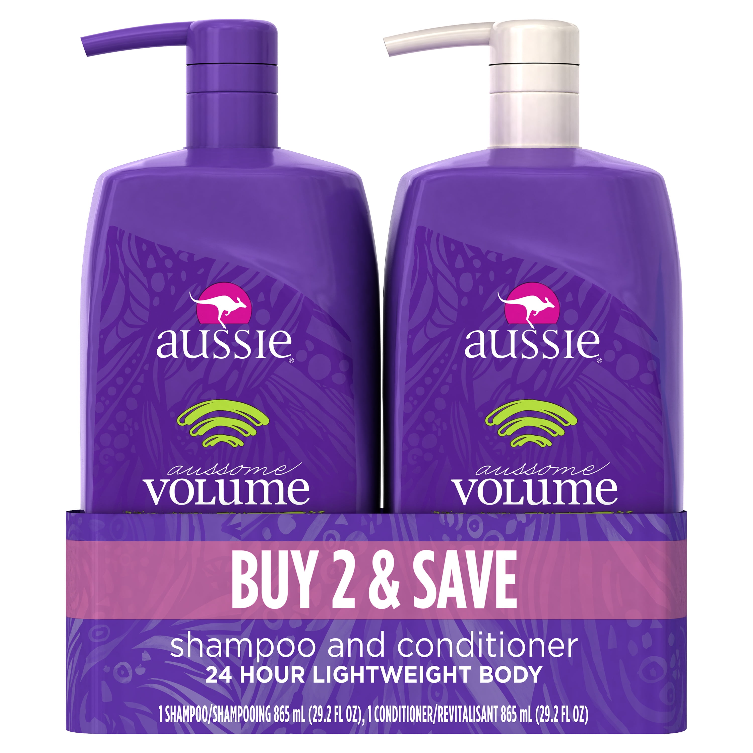 Aussie Aussome Volume Shampoo and Conditioner, 29.2 Fl Oz Each (Pack of