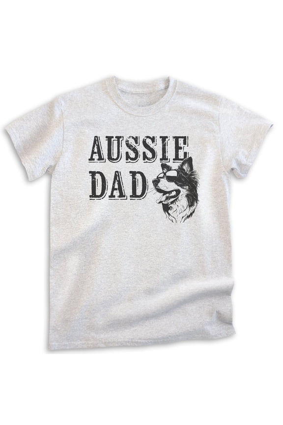 Aussie Dad T-Shirt, Unisex Men's Shirt, Australian Shepherd, Aussie Owner, Funny Dog Dad Gift, Heather Ash, X-Small