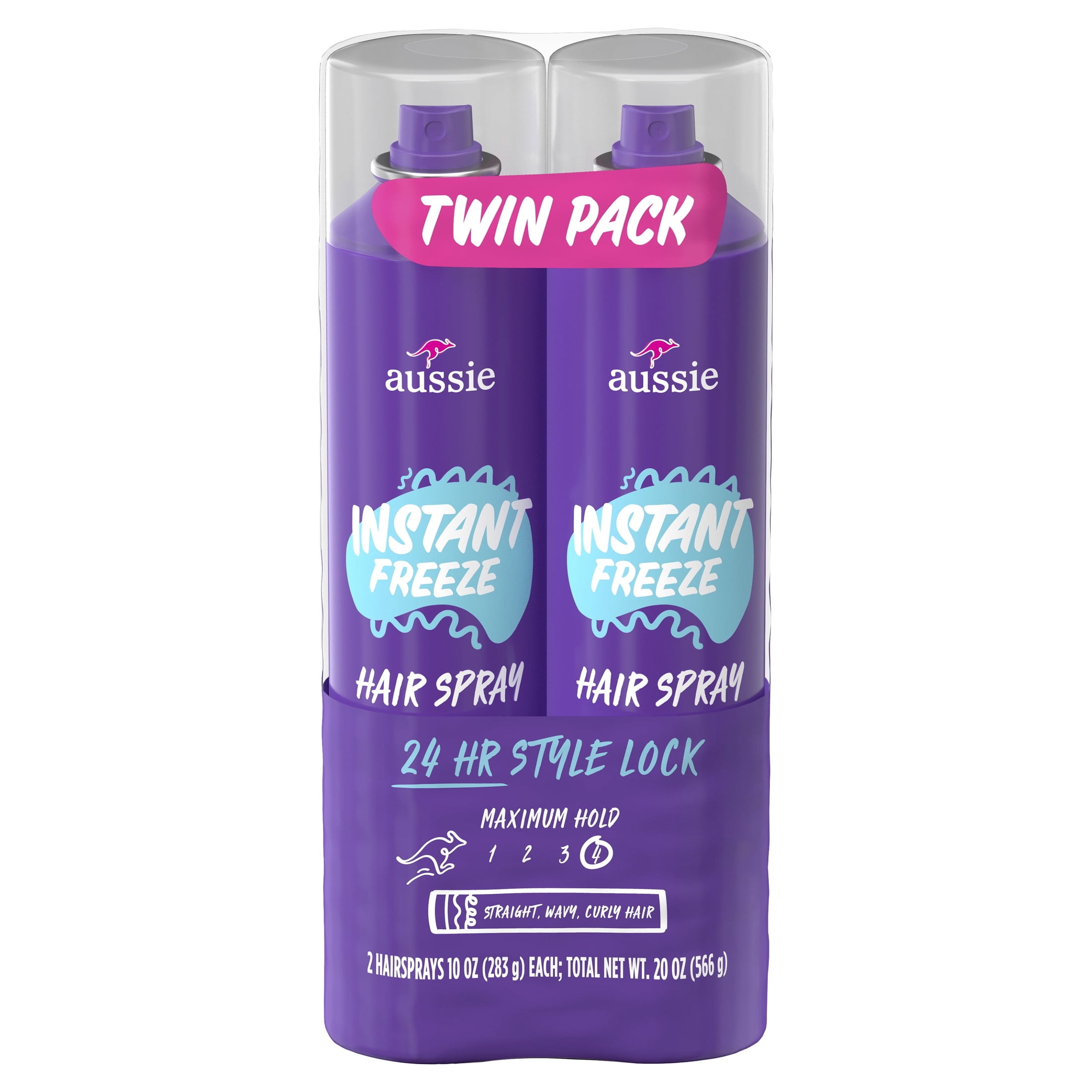 Aussie Instant Freeze Hair Spray Twin Pack for All Hair Types, 10