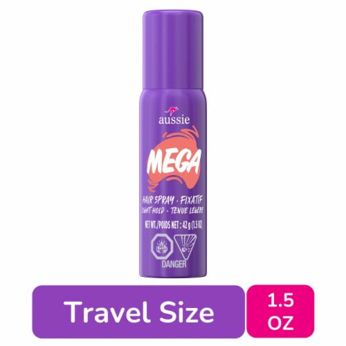 Aussie Mega Flexible Hair Spray for Curly, Straight and Wavy Hair Travel Size 1.5 oz
