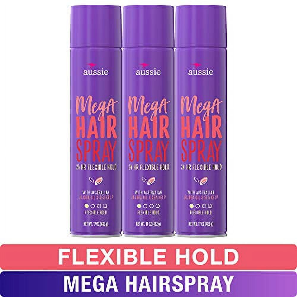 Aussie Mega Flexible Hold Hairspray, Jojoba & Sea Kelp, Good Smell, 17