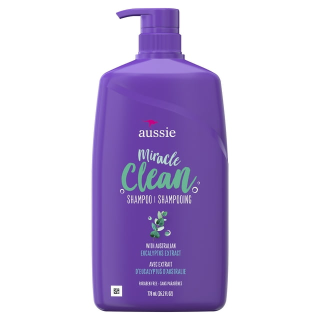Aussie Miracle Clean Shampoo with Eucalyptus, Paraben Free, 26.2 Fl Oz