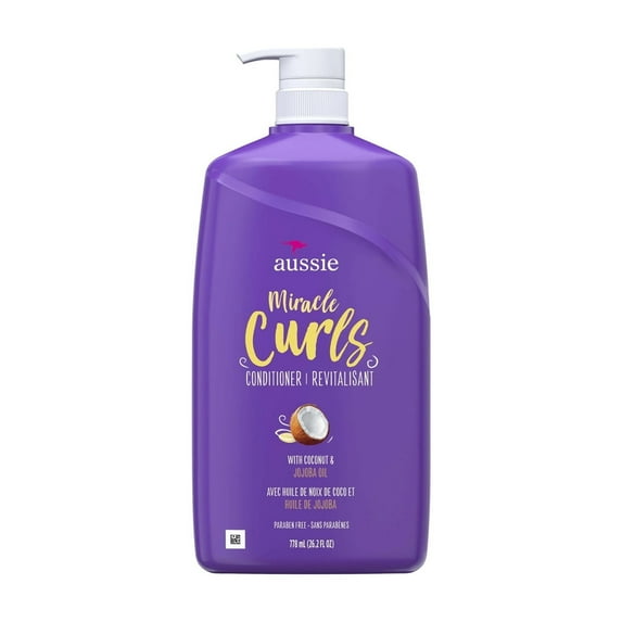 Aussie Miracle Curls Conditioner with Coconut Oil, Paraben Free, 26.2 fl oz (Pack of 2)