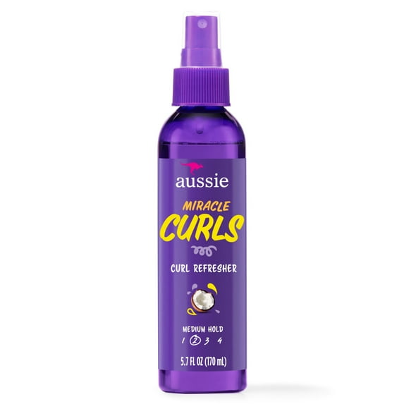 Aussie Miracle Curls Curl Refresher Spray for Frizzy Hair, Silicone Free 5.7 fl oz