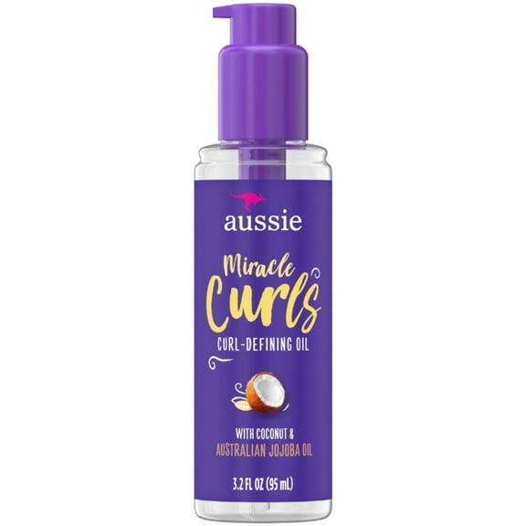 Aussie Miracle Curls Defining Oil with Coconut & Jojoba Oil 3.2 oz (Pack of 2)