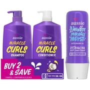 Aussie Miracle Curls Hair Care Bundle Shampoo, Conditioner, and 3 Minute Deep Treatment