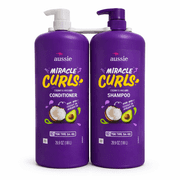 Aussie Miracle Curls Shampoo and Conditioner Set, Coconut & Avocado Oil, Hydrating & Frizz Control for Curly Hair, 2 Pack