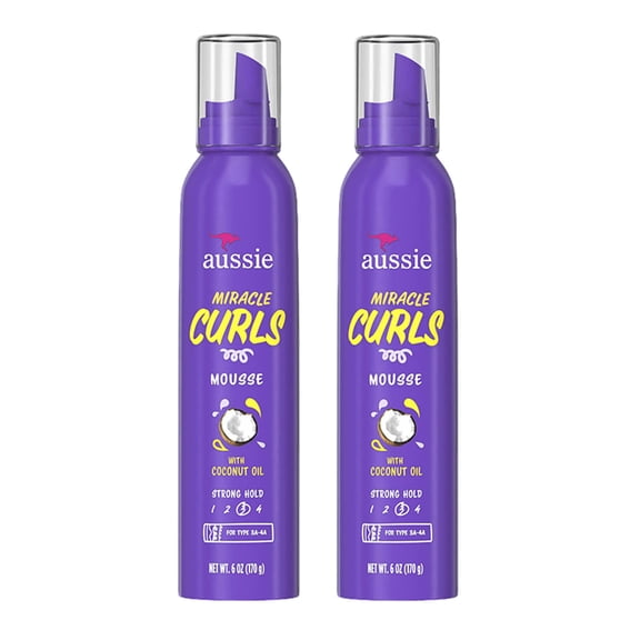 Aussie Miracle Curls Styling Hair Mousse with Coconut, 6 Oz., Pack of 2