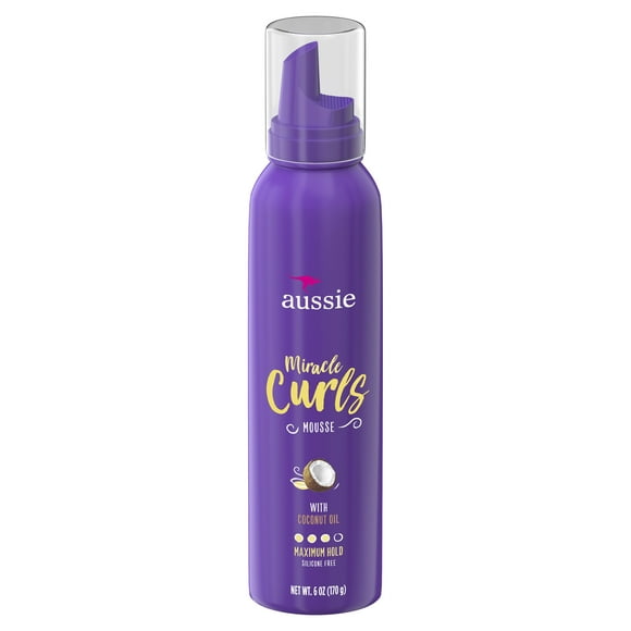 Aussie Miracle Curls Styling Mousse with Coconut & Jojoba Oil, for Curly Hair, Unisex 6.0 fl oz