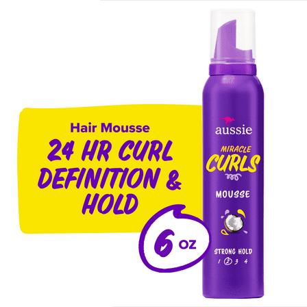 Aussie Miracle Curls Styling Mousse with Coconut & Jojoba Oil, for Curly Hair, Unisex 6.0 oz